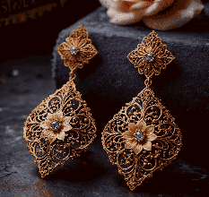 Turkish Designer Handmade Earrings â€“ Blue Topaz Gemstone, Brass with 18K Gold Plating